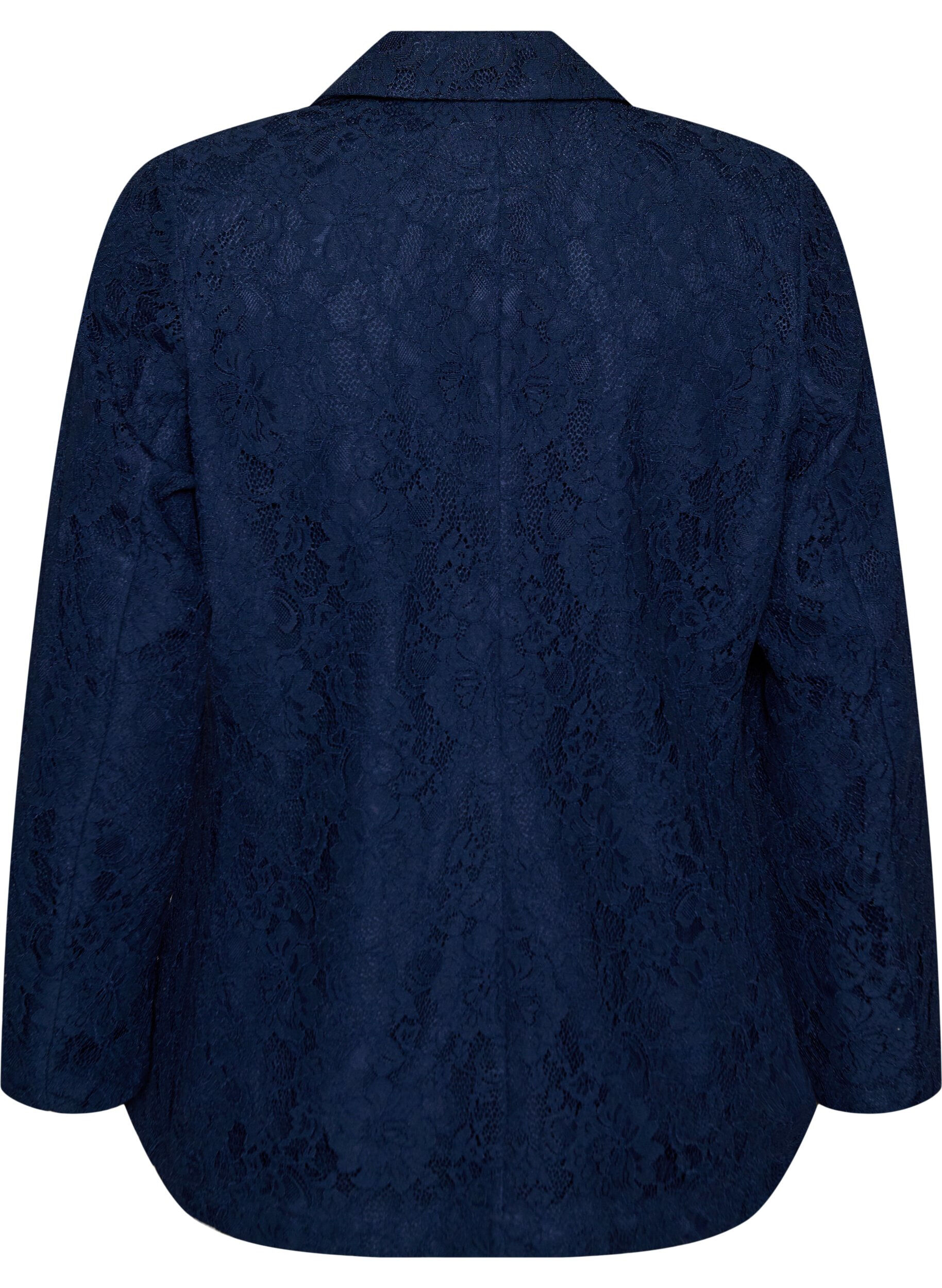 Zizzi Blazer en dentelle avec fermeture &agrave; boutons, Bleu, Packshot image number 1