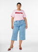Organisch katoenen T-shirt met print aan de voorkant, Roze, Model image number 1