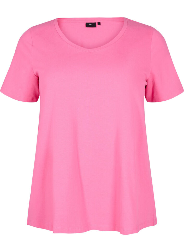 Effen basic T-shirt van katoen, Roze, Packshot image number 0