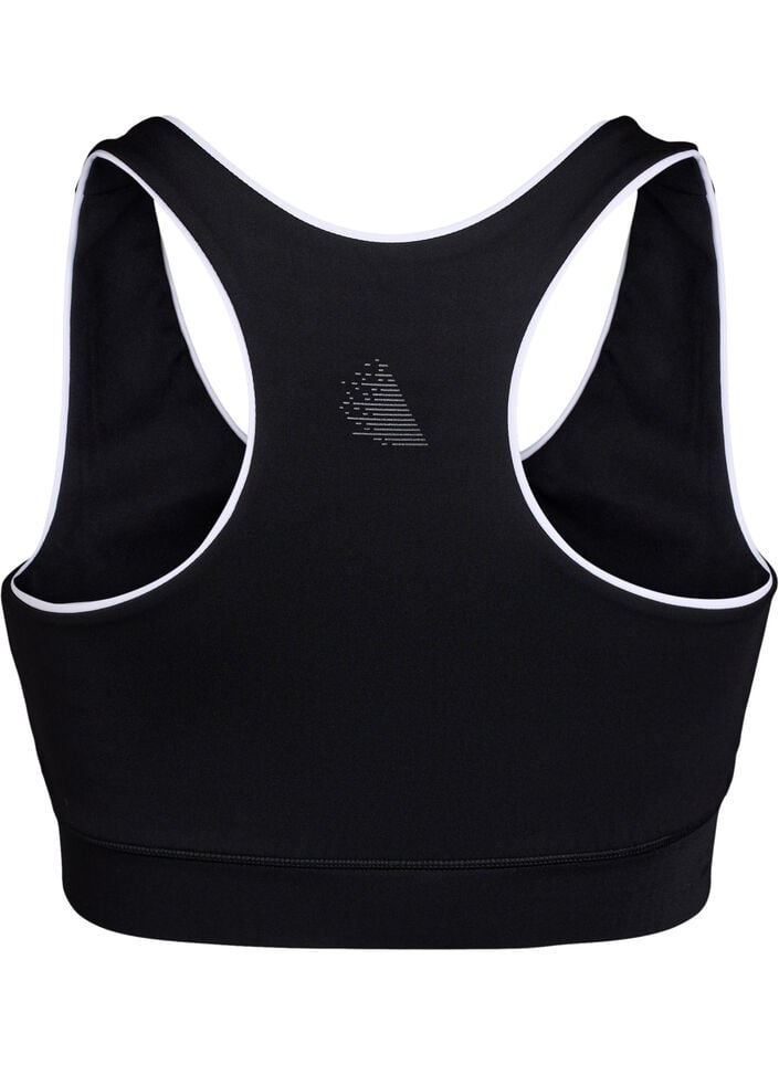 Racerback sport-bh met contrasterende biezen, Black w. Piping, Packshot