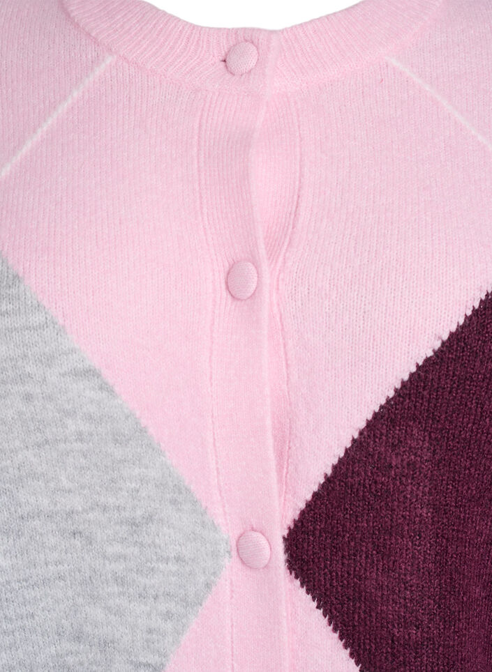 Cardigan met argylepatroon en ronde hals, Roze, Packshot image number 2