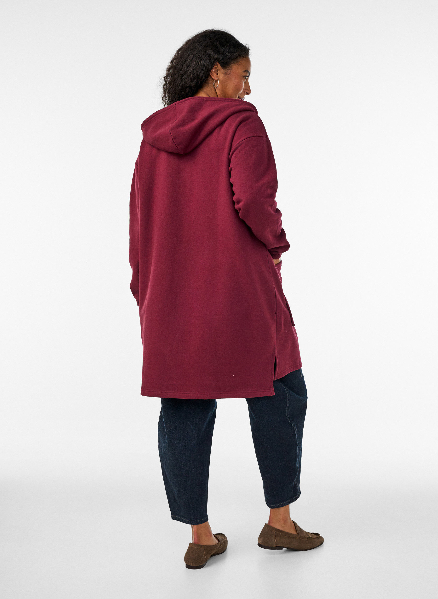 ZizziLang vest met capuchon en ritssluiting, Rood, Model image number 2
