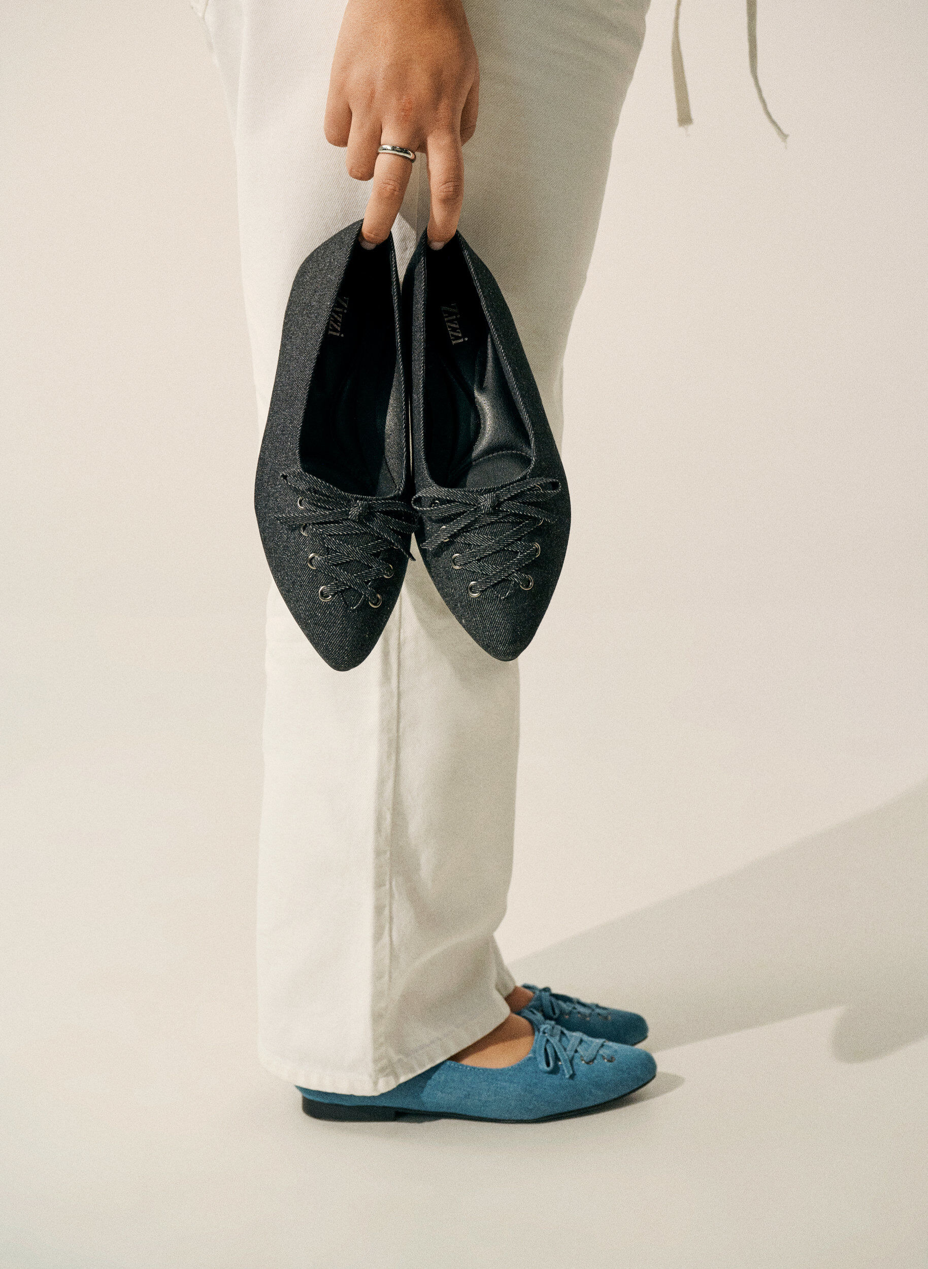 ZizziBallerina flats met vetersluiting, Zwart, Image image number 0