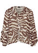 Chiffon blouse met zebraprint en ruches, Bruin, Packshot image number 0