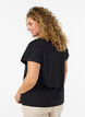 Katoenen T-shirt met haakdetail, Zwart, Model image number 2
