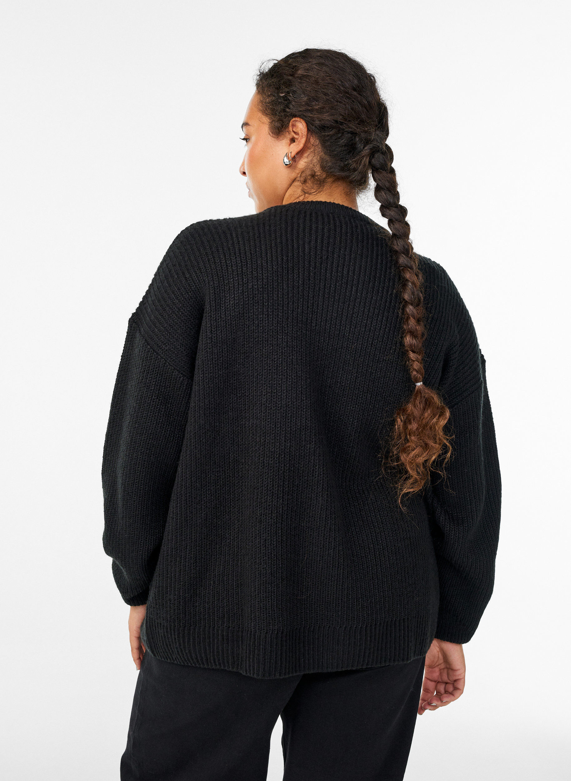 ZizziBreigoed cardigan met ritssluiting, Zwart, Model image number 2