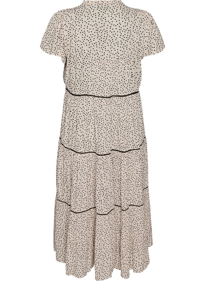 Robe midi en viscose &agrave; motif, Blanc, Packshot image number 1