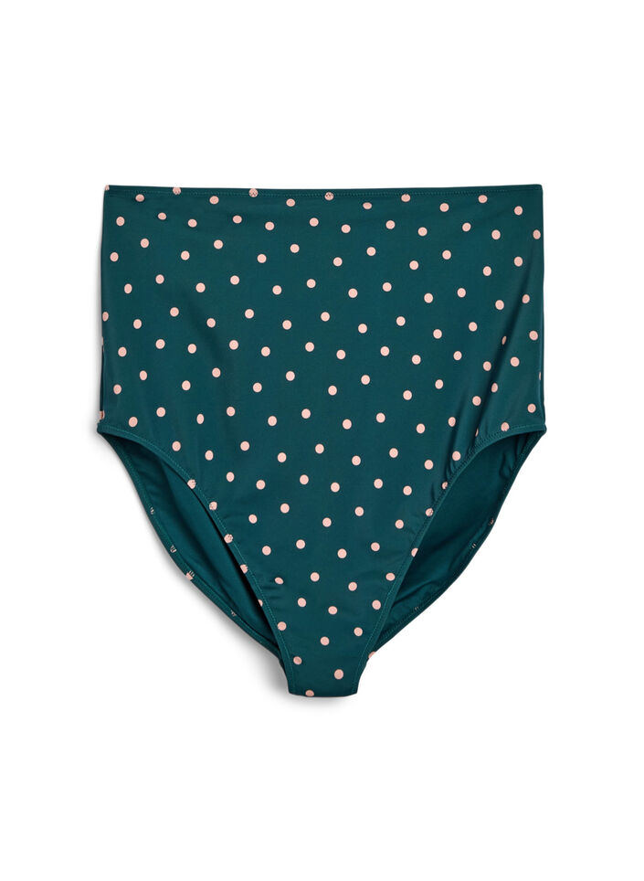 Extra high-waisted bikinibroekje met bloemenprint, Groen, Packshot image number 0