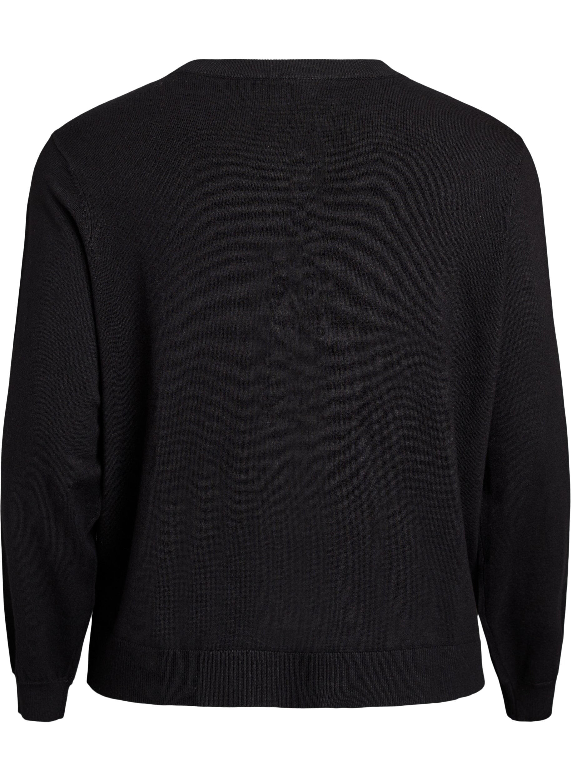 ZizziCardigan met parelgeborduurde strikken en drukknoopjes, Zwart, Packshot image number 1