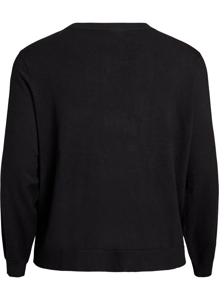 Cardigan met parelgeborduurde strikken en drukknoopjes, Zwart, Packshot image number 1