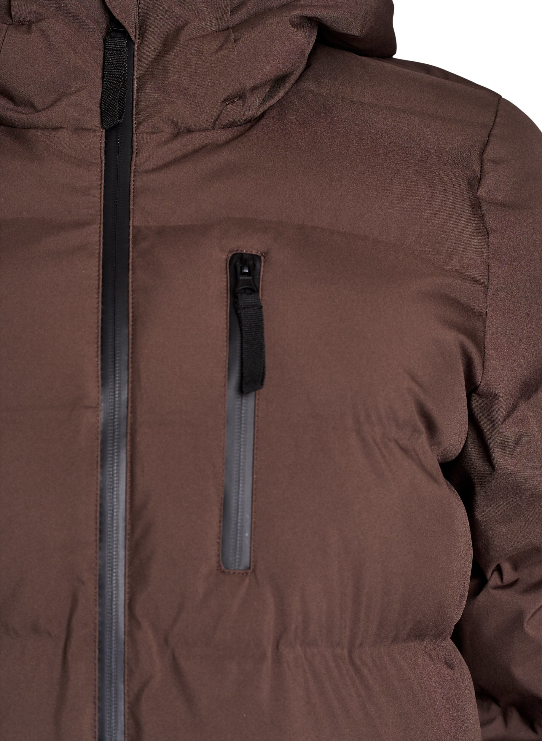ZizziPufferjas met capuchon en zakken, Bruin, Packshot image number 2