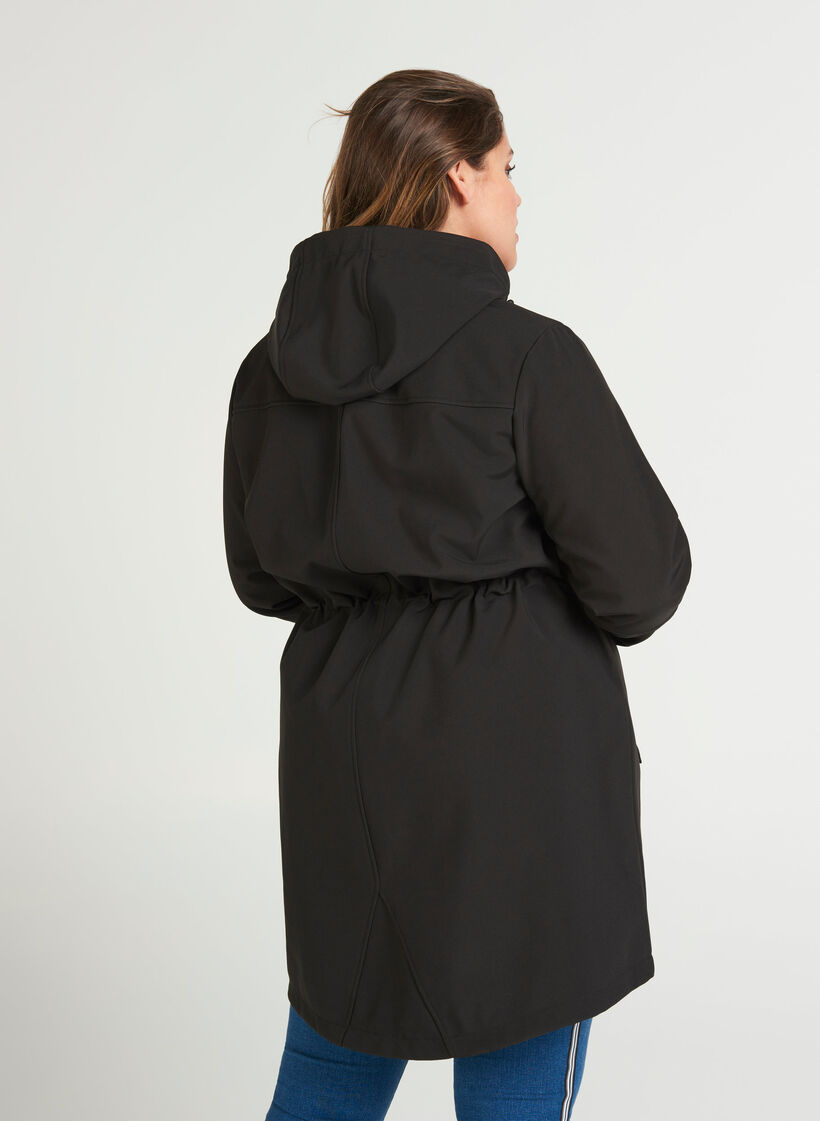 Softshell jas met capuchon, Zwart, Model image number 3