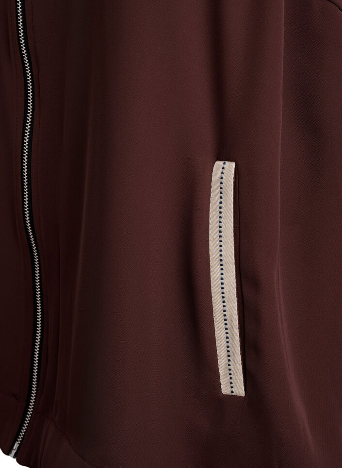 Trackjack met sportieve details en ritssluiting, Deep Mahogany, Packshot