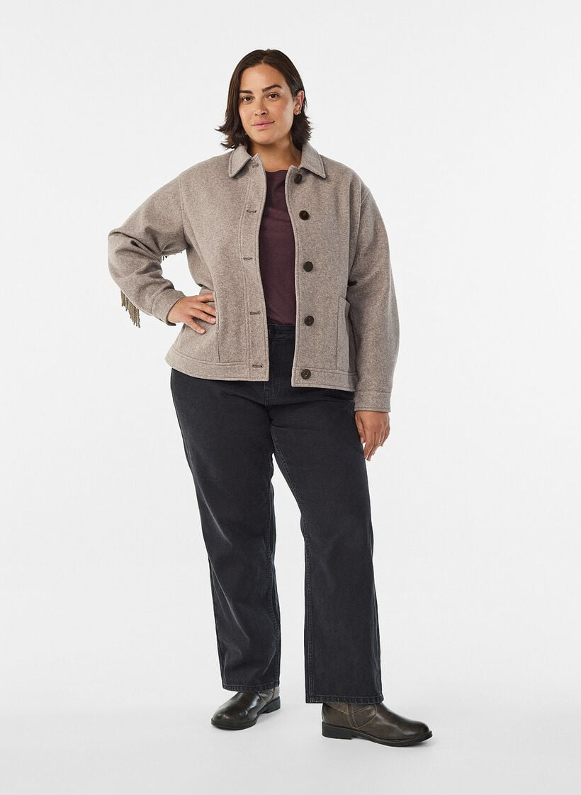Korte shirtjas met franjes, Moon Rock Mel., Model