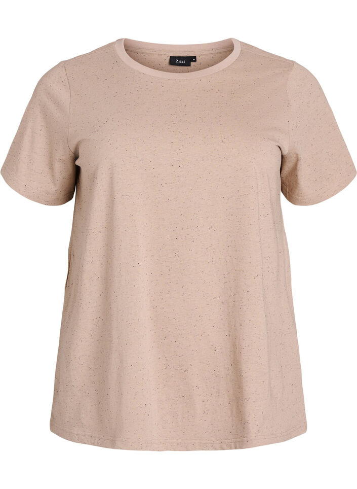 Katoenen T-shirt met ronde hals, Beige, Packshot image number 0