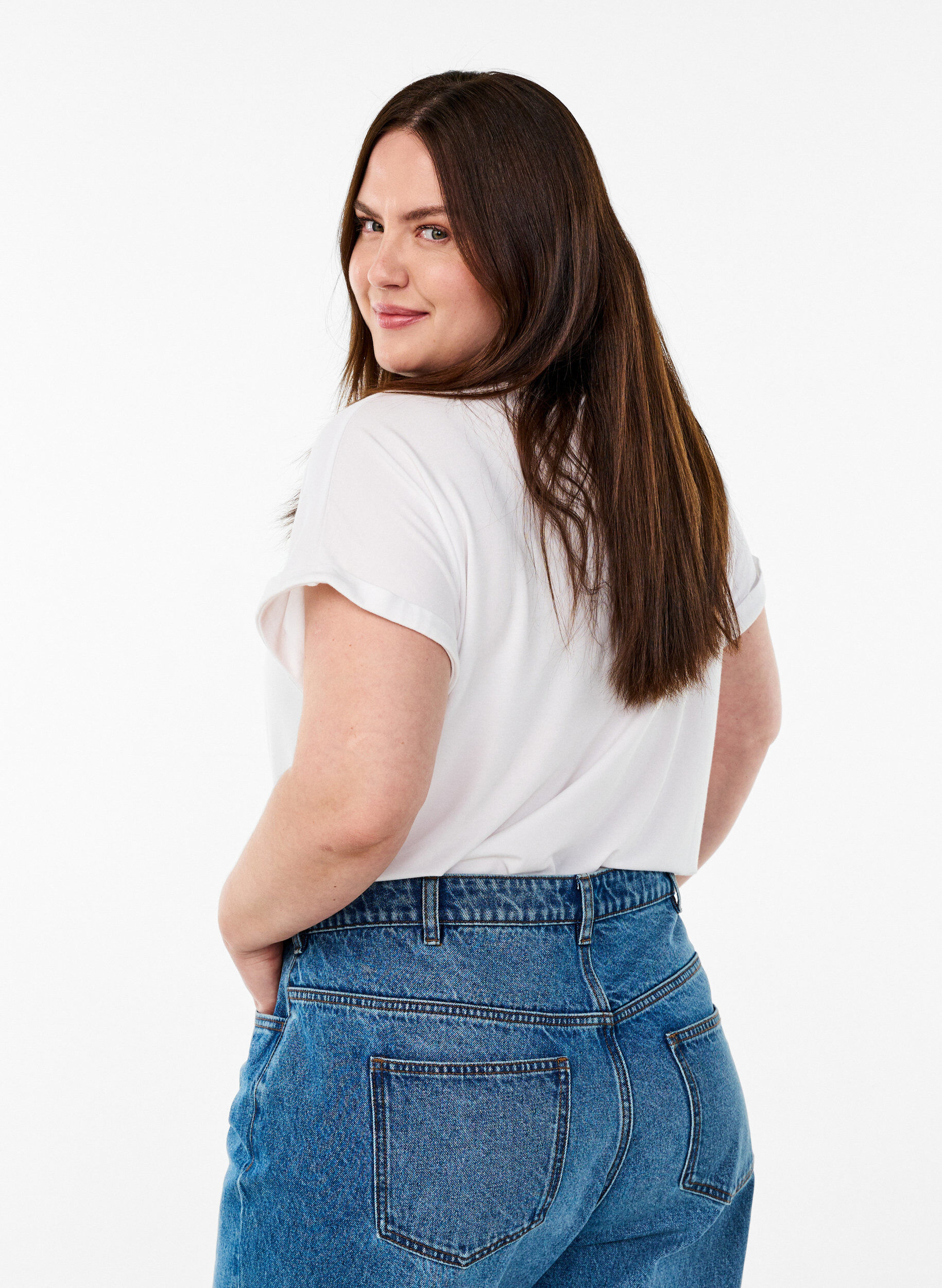 ZizziLos T-shirt met ronde hals, Wit, Model image number 2