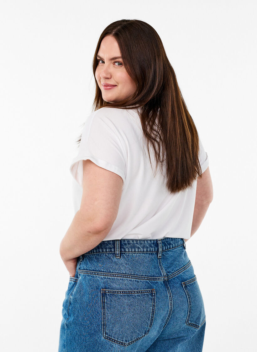 Los T-shirt met ronde hals, Wit, Model image number 2