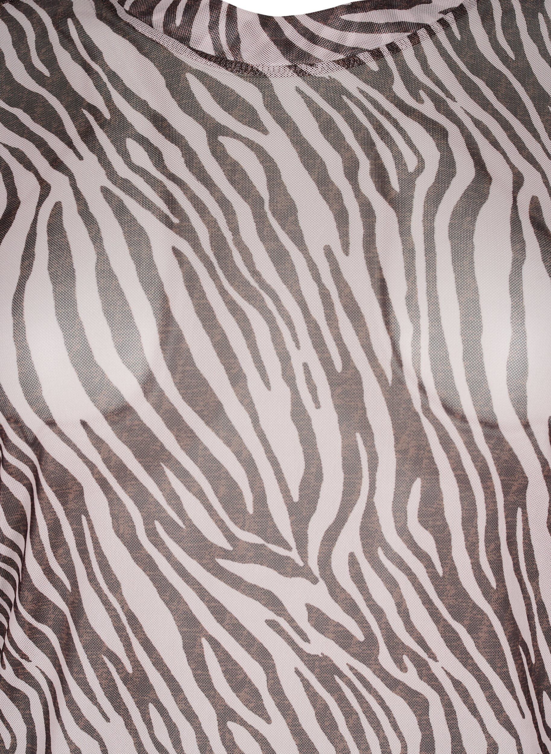 ZizziMesh top met zebra print, Zwart, Packshot image number 2