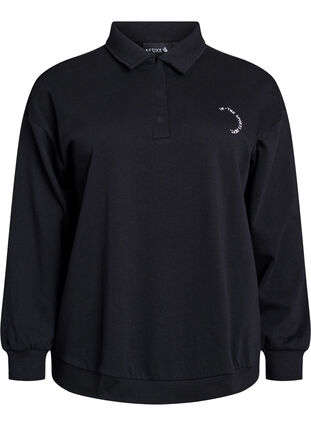 ZizziSporty sweatshirt met kraag, Black, Packshot image number 0