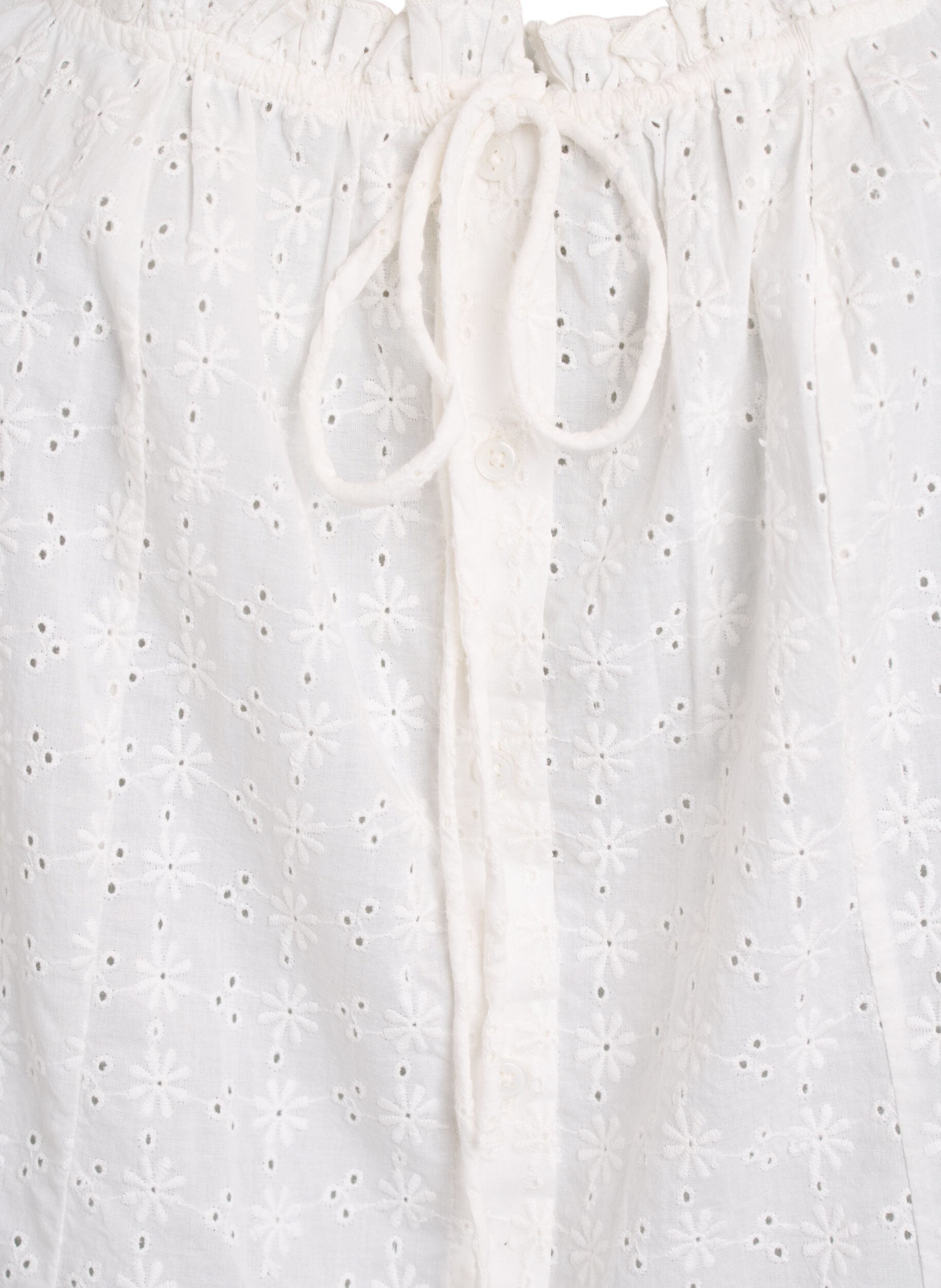 ZizziMouwloze blouse met broderie anglaise en ruches, Vanille, Packshot image number 2
