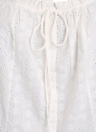 ZizziMouwloze blouse met broderie anglaise en ruches, Vanille, Packshot image number 2