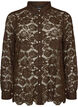 Kanten shirt met parelknopen, Bruin, Packshot image number 0