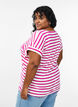 Gestreept T-shirt met V-hals, Roze, Model image number 2