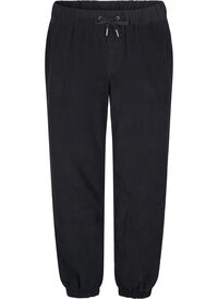 Corduroy broek met een elastische tailleband, Zwart Corduroy broek met een elastische tailleband