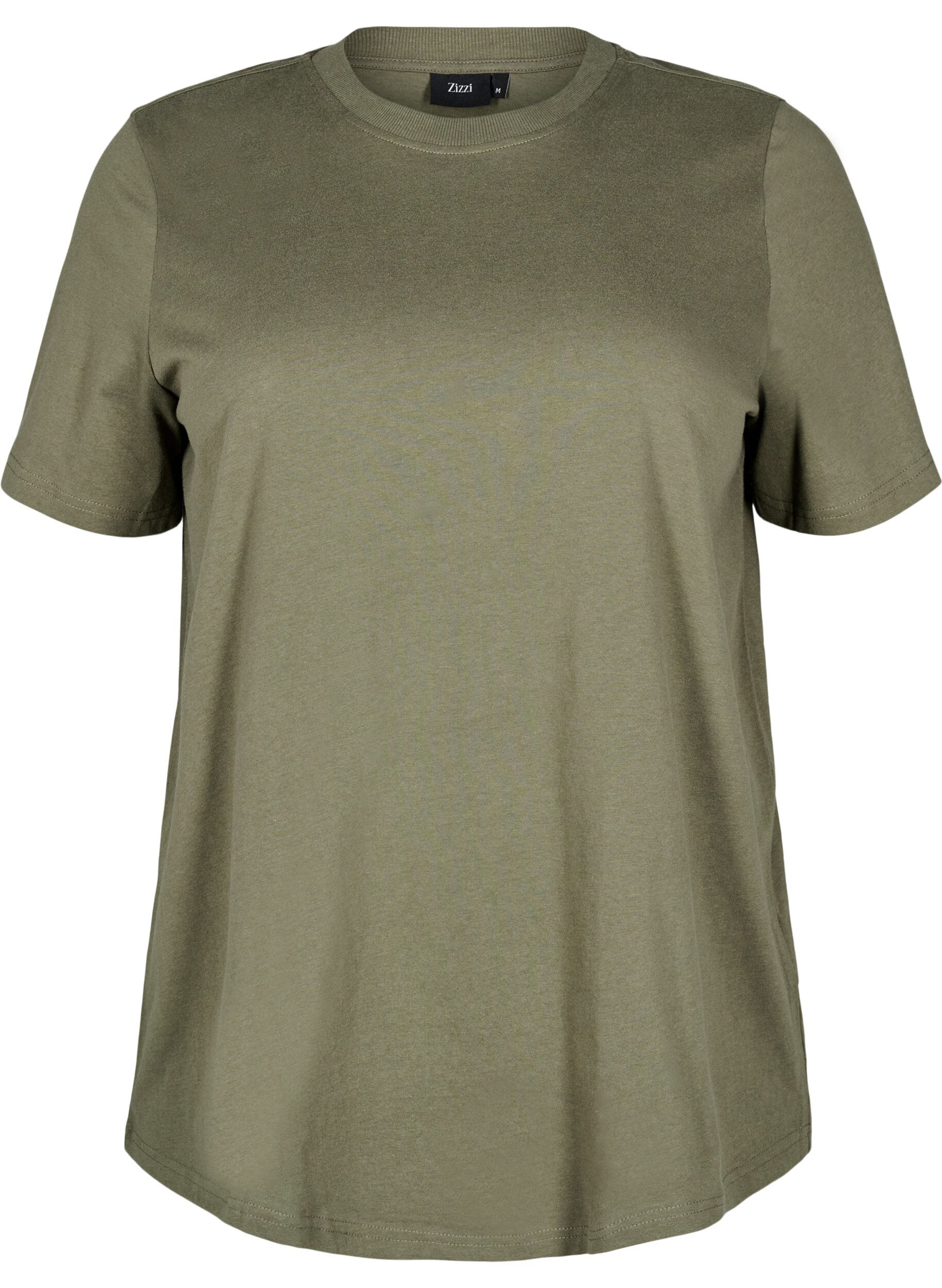 ZizziBasic katoenen T-shirt met ronde hals, Groen, Packshot image number 0