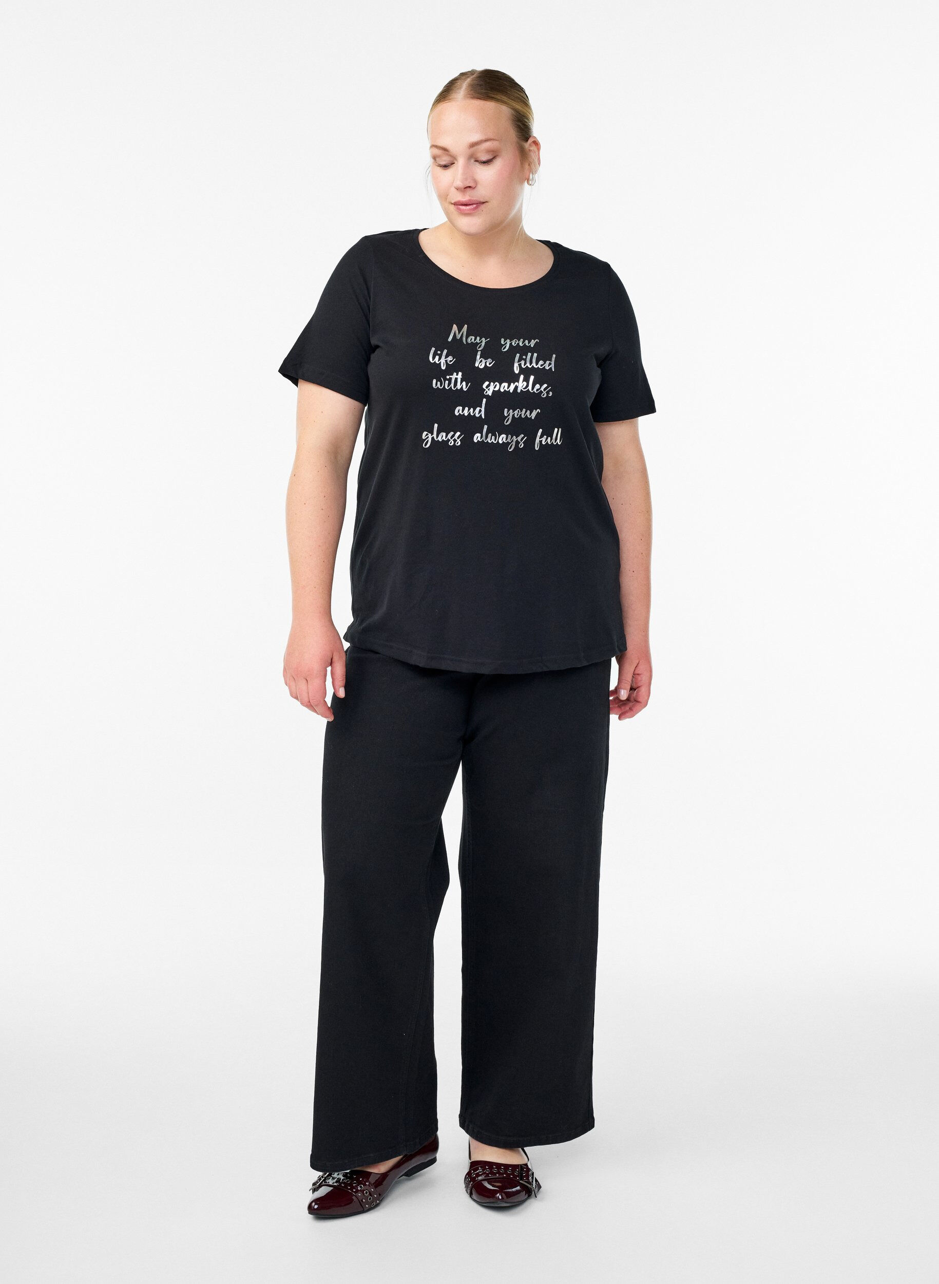 ZizziFLASH - T-shirt met motief, Zwart, Model image number 1