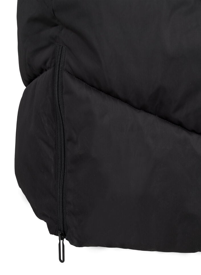 Lange pufferjas met capuchon en zakken, Black, Packshot