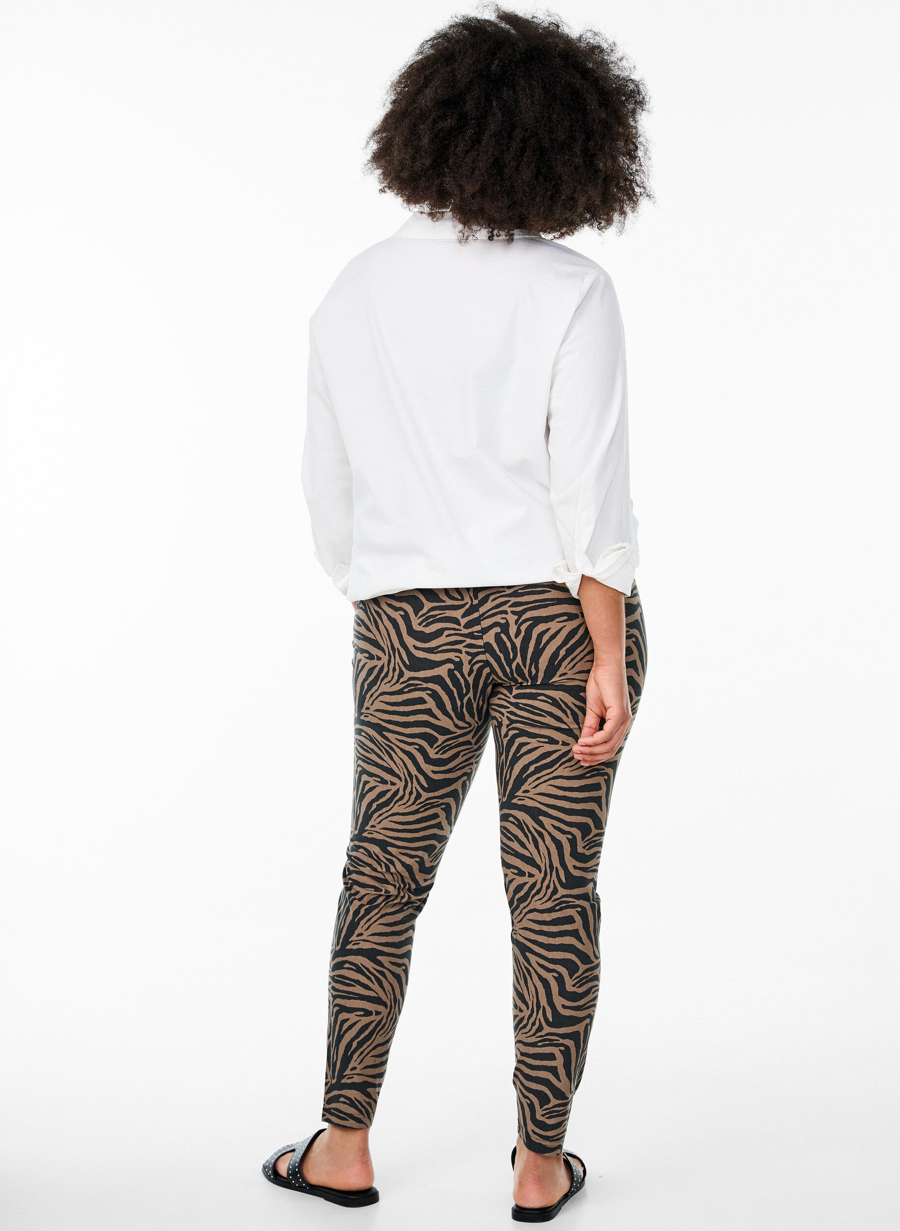 ZizziViscose leggings met zebraprint, Bruin, Model image number 2