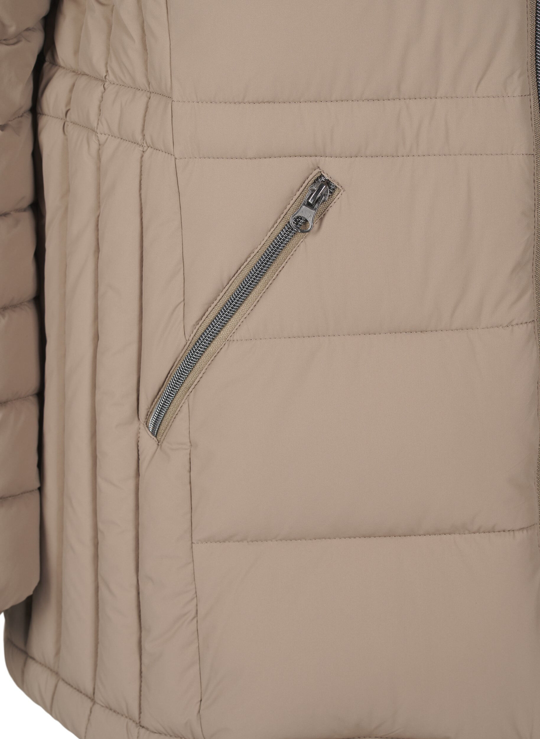 ZizziKorte puffer jas met zakken, Beige, Packshot image number 3