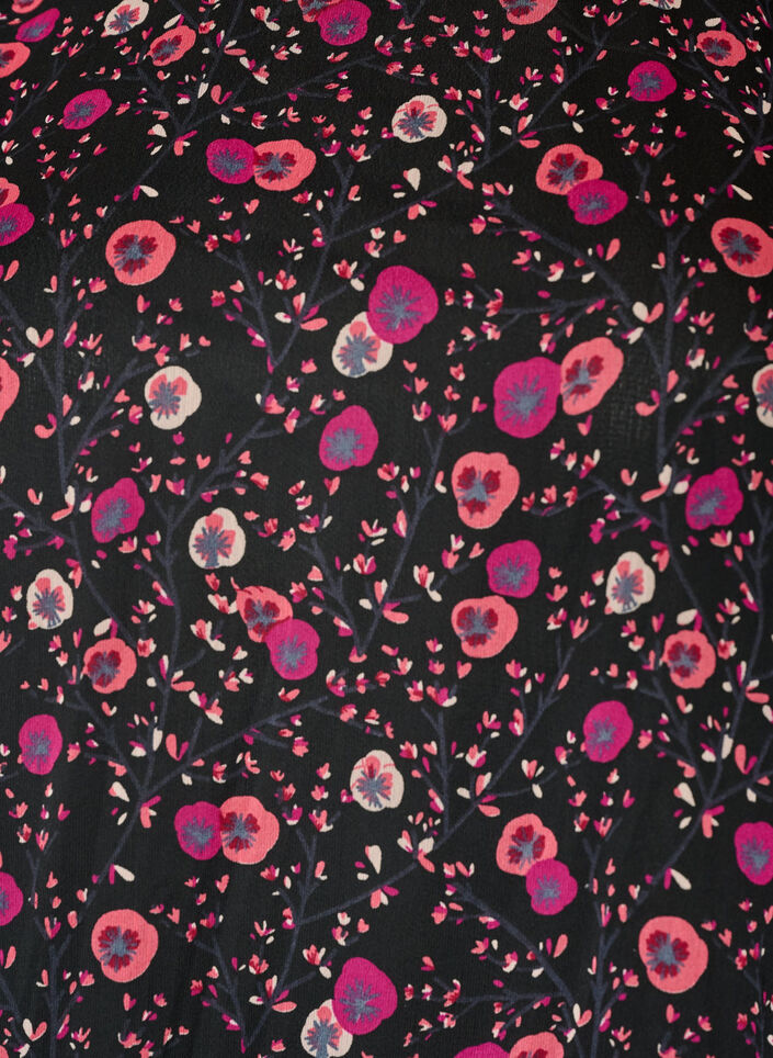 Chiffon blouse met bloemenprint en sheer mouwen, Zwart, Packshot image number 2