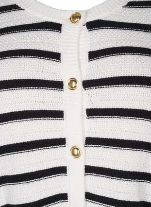 ZizziGestreepte cardigan met gouden knopen in breisel, Cloud D. w. Black, Packshot image number 2