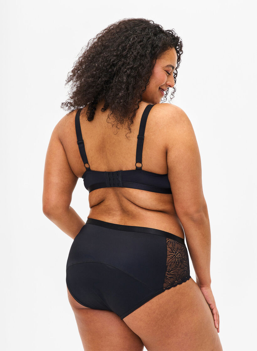 Menstruatie slipje met kant en normale taille, Black, Model