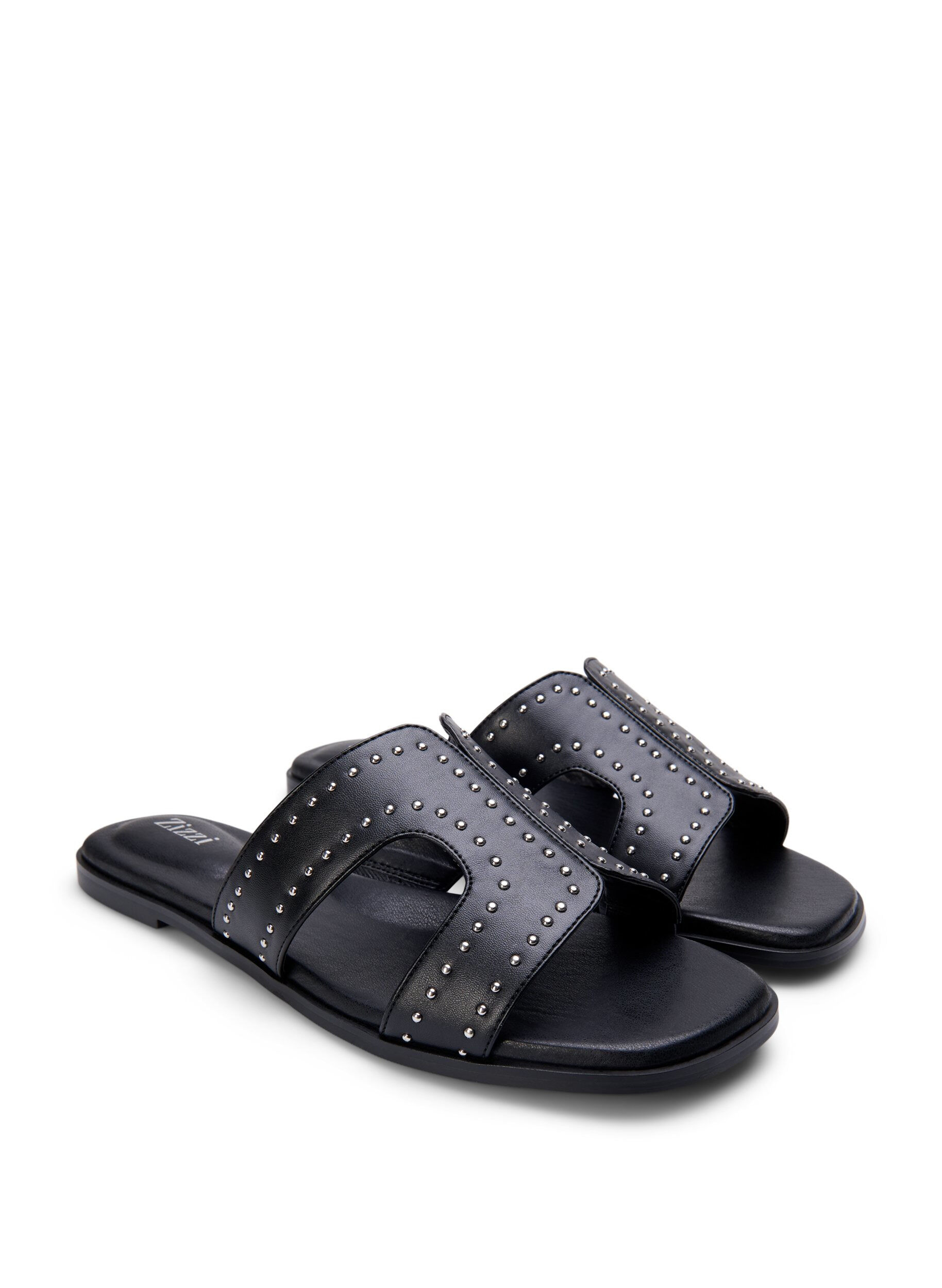 ZizziPlatte sandalen met studs, Zwart, Packshot image number 1