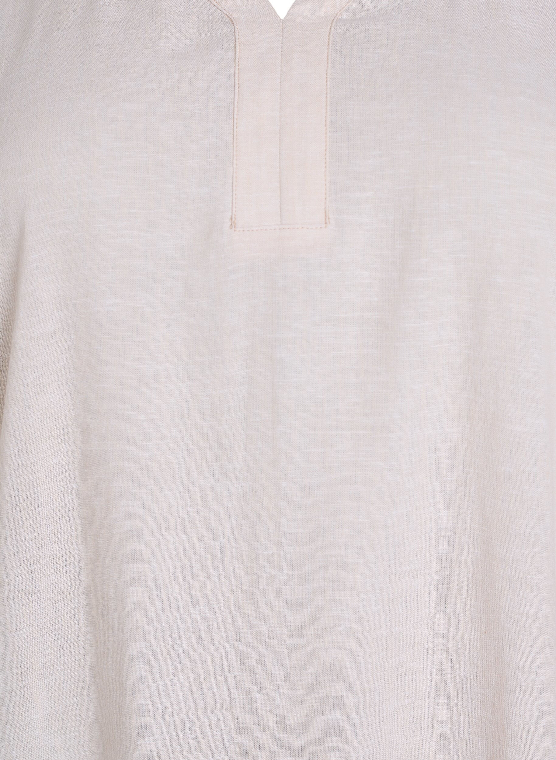 ZizziMidi-jurk van linnen en viscose met korte mouwen, Beige, Packshot image number 2