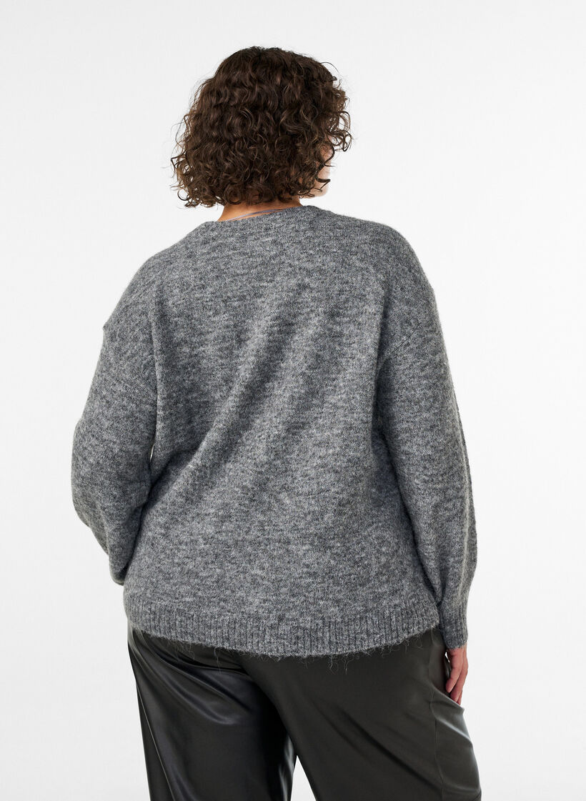 Jumper met bloemenapplicatie, Grijs, Model image number 2