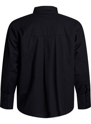 ZizziKatoenen shirt met ton-sur-ton bloemenborduursel, Black, Packshot image number 1