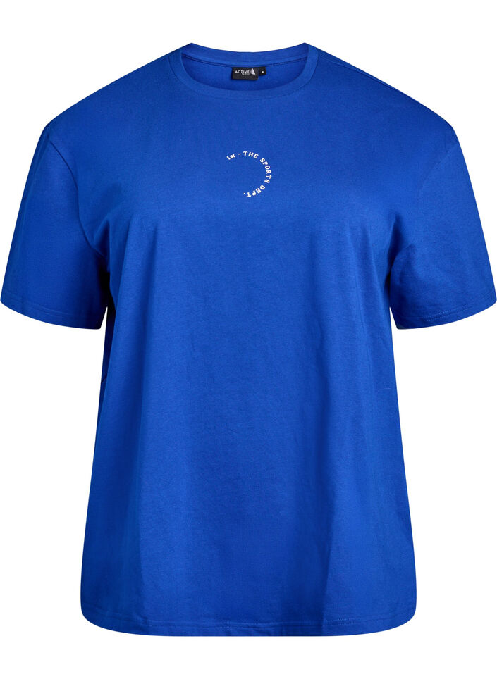 Sportief T-shirt in biologisch katoen, Blauw, Packshot image number 0