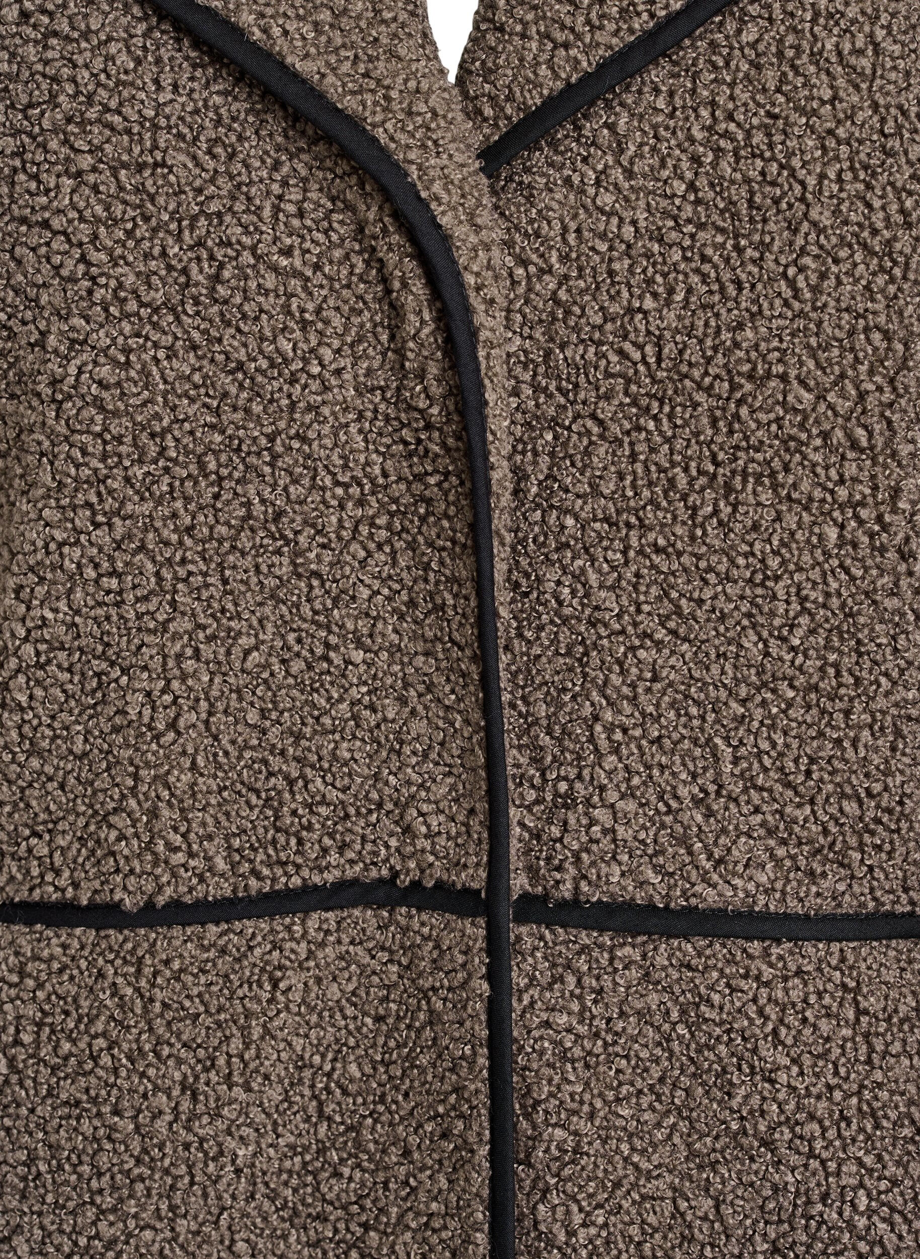 ZizziKnusse teddystof jas met contrastdetails, Bruin, Packshot image number 2