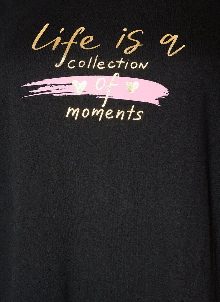 T-shirt met motief, Zwart, Packshot image number 2