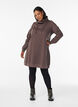 Kort sweatshirt jurk met hoge kraag en zakken, Bruin, Model image number 1