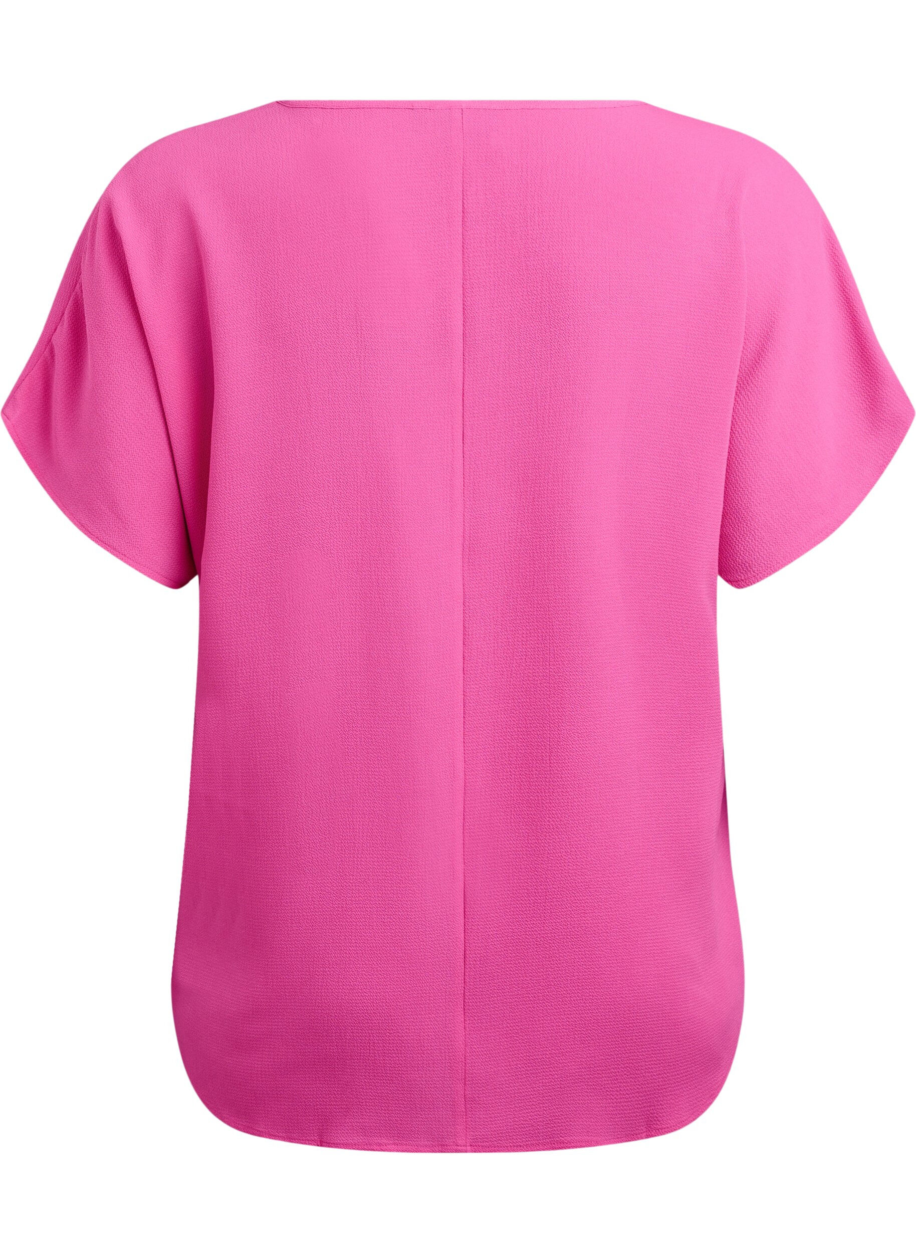 ZizziBlouse met korte mouwen en een ronde halslijn, Roze, Packshot image number 1