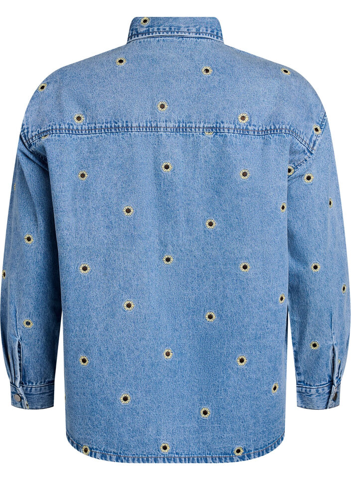 Denim shirt met geborduurde bloemen, L. B. D Sunflower , Packshot