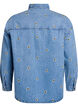 Denim shirt met geborduurde aardbeien, Blauw, Packshot image number 1