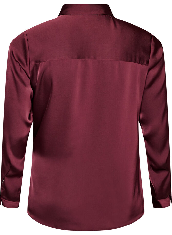 Shirt met satijnlook en wikkeleffect, Rood, Packshot image number 1
