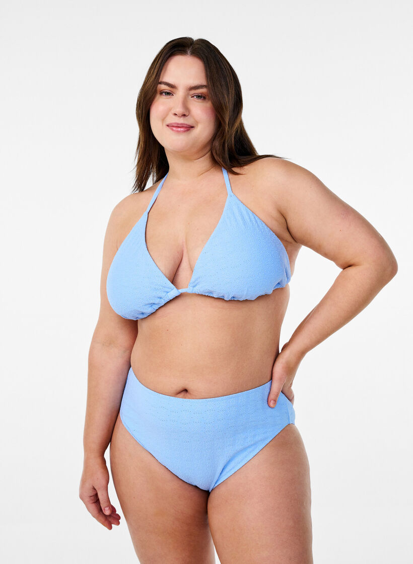 Bikinibroekje met een tai-cut en textuurpatroon, Placid Blue, Model