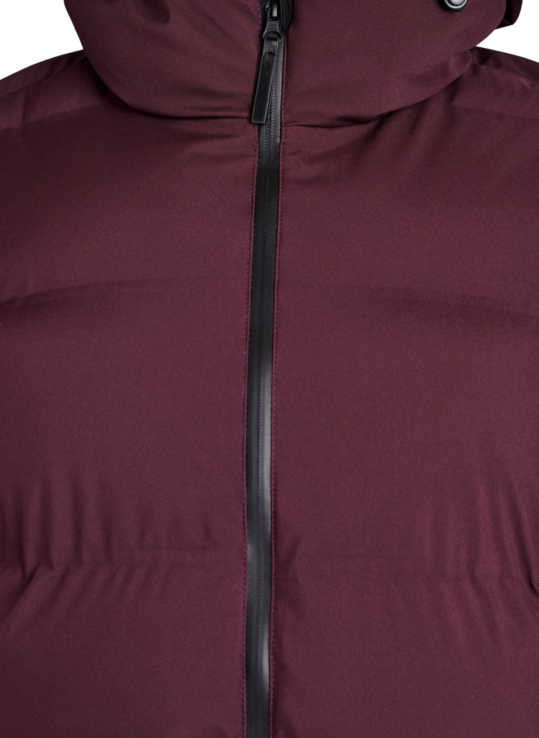 ZizziLange puffer winterjas met capuchon, Donker Bordeaux, Packshot image number 2
